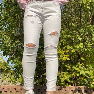 hollister ripped white jeans